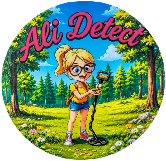 Ali Detect 3" Round Vinyl Sticker – Metal Detectorist Design